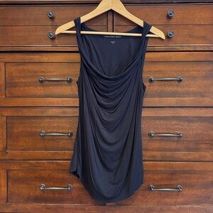 Calvin Klein Jeans Sleeveless Black Ruched Draped Tank Top Blouse Medium M
